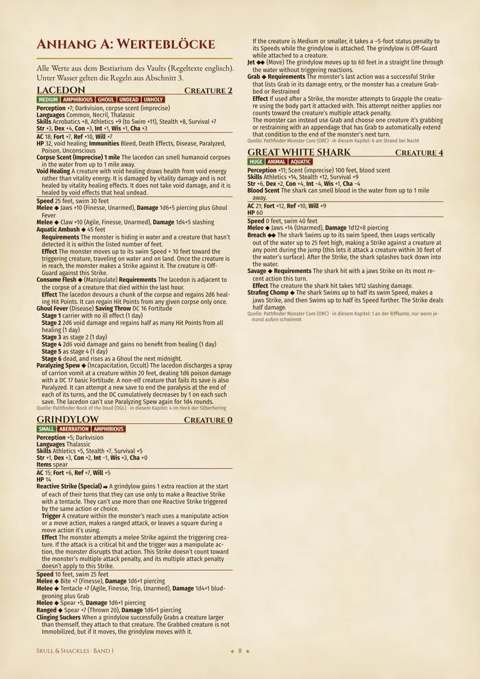 Stat blocks